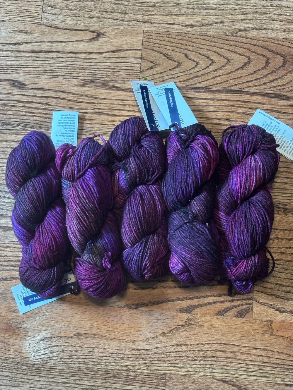 Malabrigo Rios Lot of 5 Worsted Sabiduria Purple Variegated 100% SW Merino Wool
